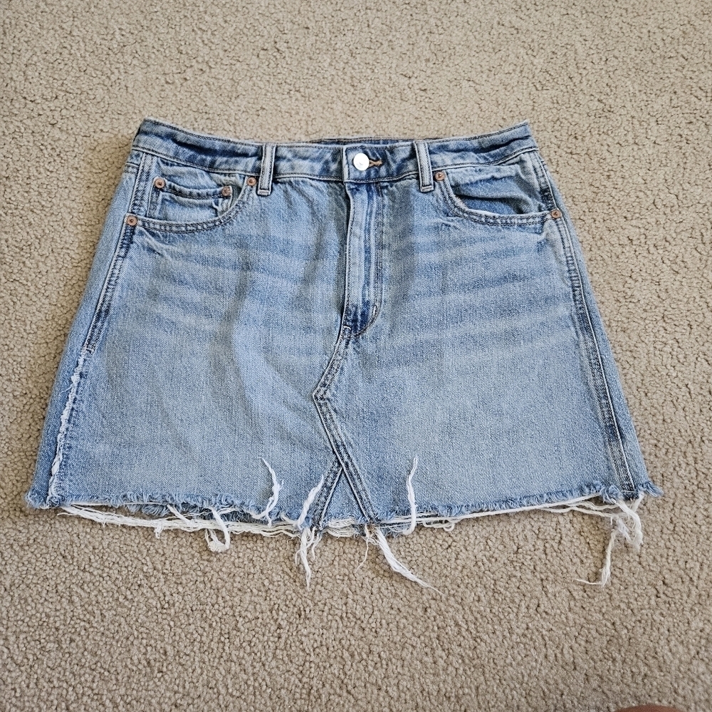 American Eagle AE Super High-Waisted Denim A-Line Skirt 12